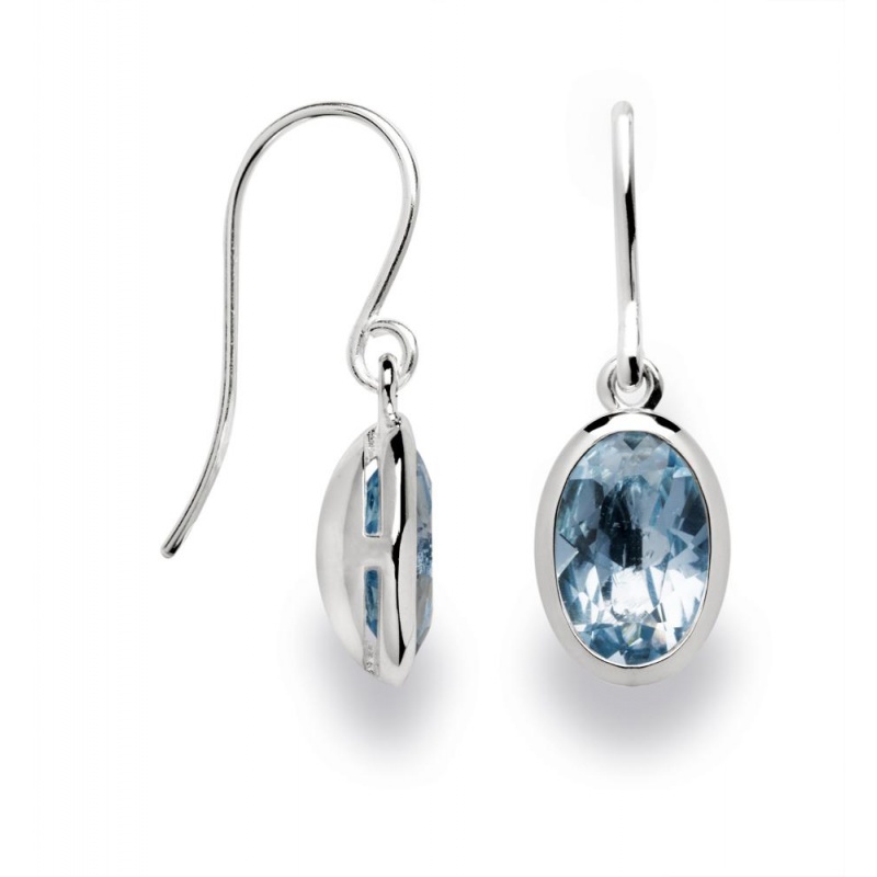 Bleibende Natürliche London Blue Topaz Ohrringe Pure Genuine 925 Sterling Silber