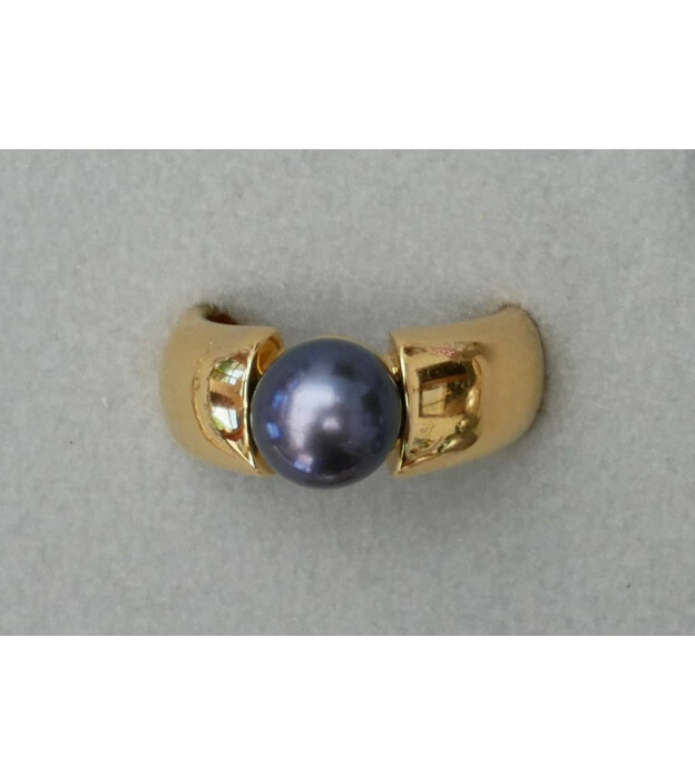 Ring aus vergoldetem 925-Silber mit grauer Perle - gebraucht