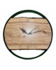 Wanduhr aus Olivenbaumholz in mattschwarzem Stahlring &Oslash; 33,5 cm