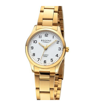 Regent Damen-ArmbanduhrF-1421 Stahl goldplattiert mit...