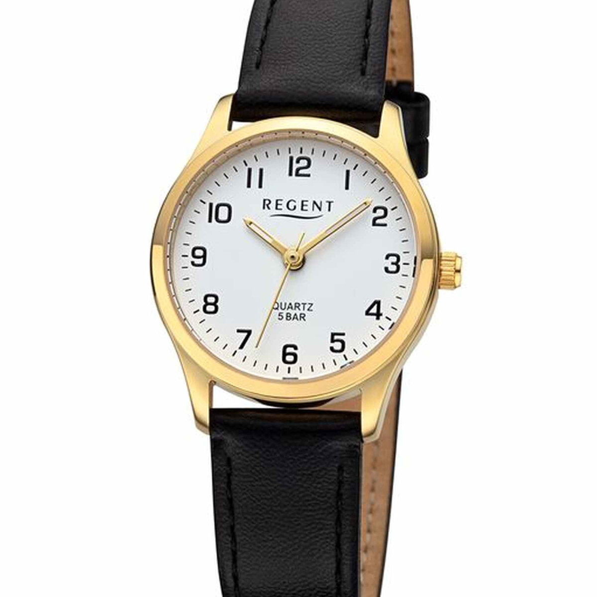 Regent Damen-Armbanduhr F-1420 Stahl goldplattiert mit...