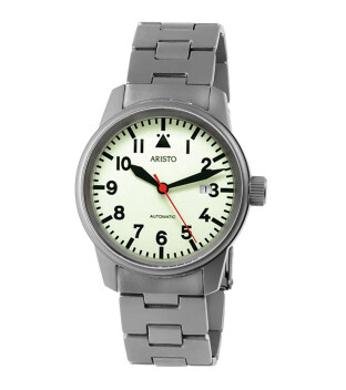 Aristo Titan Automatik Fliegeruhr 5H70TiBi mit Leuchtzifferblatt & Glasboden