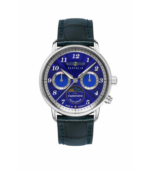 Zeppelin Ultramarin Captainsline Ø 36 mm Damenuhr 8639-3 blau mit Mondphase