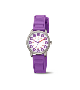 Boccia Titanium Kinderuhr 3373-01 Ø 28 mm in Farbe lila mit 5 bar Wasserdichte