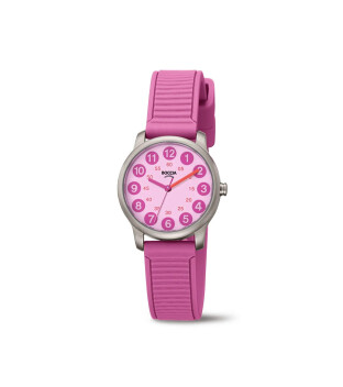 Boccia Titanium Kinderuhr 3373-04 Ø 28 mm in Farbe pink -rosa mit 5 bar Wasserdichte