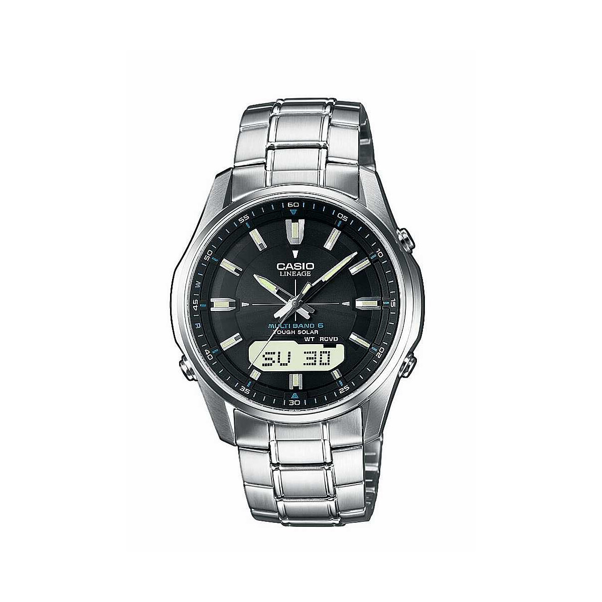 Casio Herren-Funkuhr Solar mit Metallband Analog-Digital sch