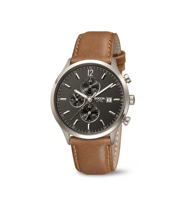 Herren Armbanduhr Boccia Herrenuhr Lederarmband Boccia Bukur
