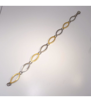 Boccia bicolor Armband 0372-02 navette teil-goldplattiert 19 cm