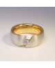 Ring aus 925 Sterling-Silber und 750 Gelbgold mit 0,17 ct Brillant / Diamant, Weite 55