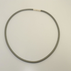 bastian inverun Halsband Leder grau mit Silberverschluß 45 cm