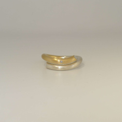 Siegfried Becker Ring 925/-Silber &amp; 750/-Gold mit Brillant 0,01 ct w-vs 3 mm