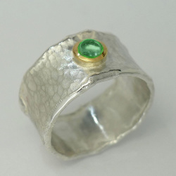 Handgeschmiedeter Ring bicolor Silber mit Gold und rosa /...
