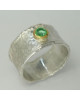 Handgeschmiedeter Ring bicolor Silber mit Gold und rosa / blauemTurmalin oder grünem Granat