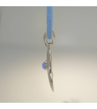 Seestern Anhänger bzw. Collier Silber 925 mit blauem Stein und Lederband