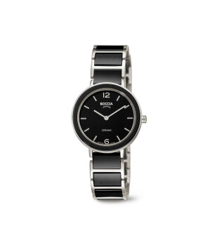 Boccia Titanium Damenuhr 3311-02 Titan Keramik schwarz 32 mm