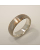 Mokume-Gane-Ring tricolor aus 585 Rotgold, 500 Palladium und 935 Silber mit Silberkern - Weite