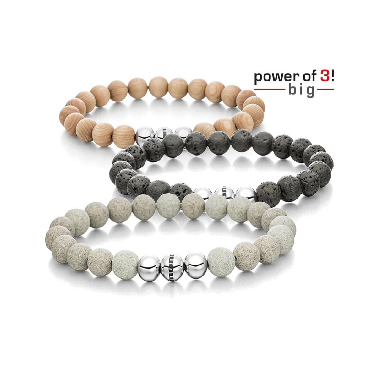 Set: 3 Armbänder - Power of 3! - big - Ahorn - Lava...