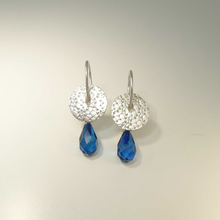 Ohrringe H&auml;nger Silber 925 mit blauem Bernstein - handgefertigt