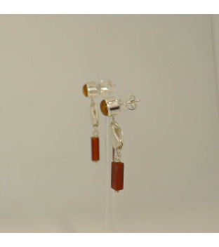 Ohrringe Pendel 925 Silber mit Citrin und Karneol - handgefertigt