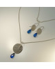 SET - Collier &amp; Ohrringe Silber 925 mit blauem Bernstein - handgefertigt