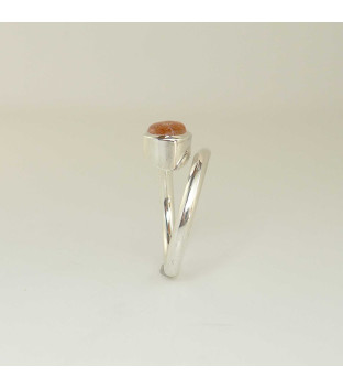 Silber-Ring mit ovalem Aventurin-Sonnenstein - handgearbeitet