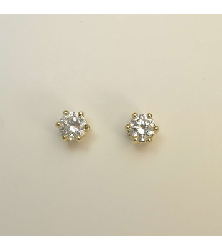 Ohrstecker 585 Gelbgold 6 Krappen &amp; Diamant / Brillant - Total 0,77 ct (H) W-si