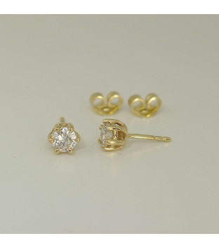 Ohrstecker 585 Gelbgold 6 Krappen &amp; Diamant / Brillant - Total 0,77 ct (H) W-si